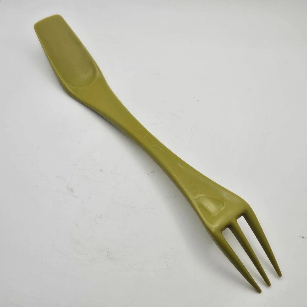 Vintage Tuppercraft Avocado Green Plastic Serving Fork Spatula Utensil USA Retro